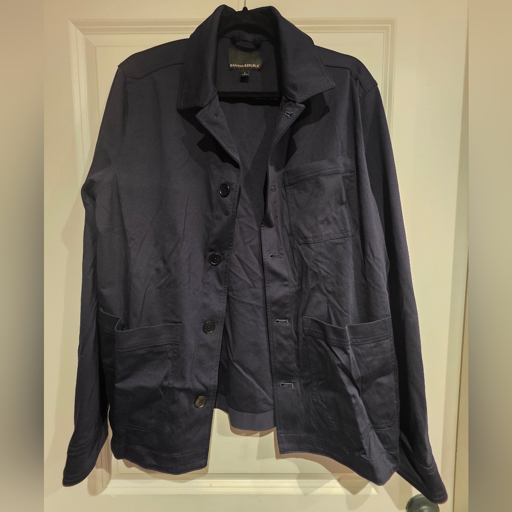 Mens Banana Republic Chore Shirt In Navy, Large, Like New W/out Tags